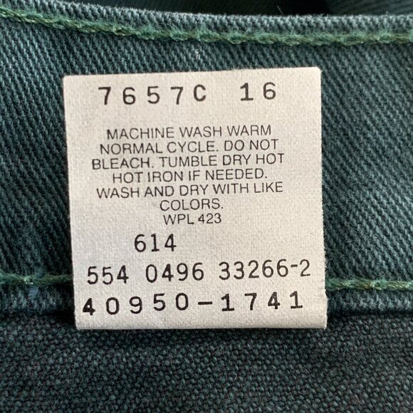Levi’s Jeans 550 Husky Mens 33x28 Green Relaxed Fit  Made in USA Vintage 1996 - Picture 7 of 12